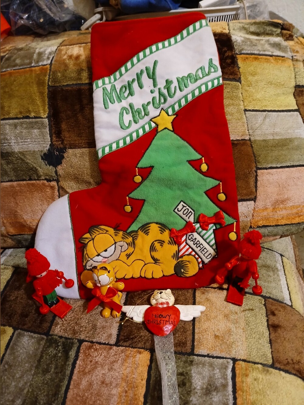 Garfield Kids Christmas Stocking - Red & Green Holiday Decor